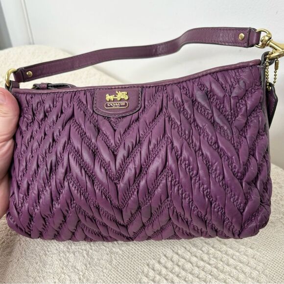 Coach 70th Anniversary Madison Quilted Nylon Demi Bag 46716 Plum Purple Wristlet - Picture 3 of 10